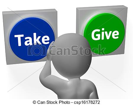 Stock Photo   Take Give Buttons Show Compromise Or Negotiation   Stock