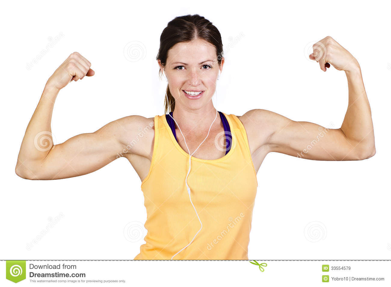 Strong Beautiful Woman Flexing Biceps Royalty Free Stock Images