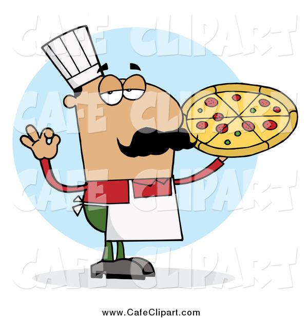 Vector Cartoon Clip Art Of A Hispanic Pizza Chef Man With His Perfect
