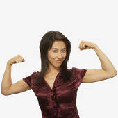 Woman Flexing Her Arm Muscle For Man Woman Flexing Her Muscles
