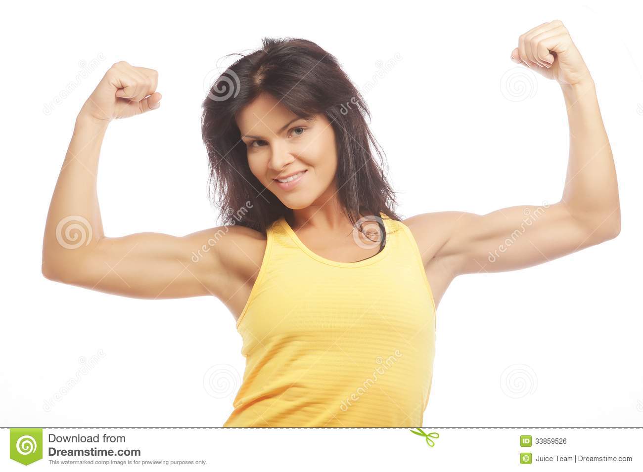 young girls flexing biceps