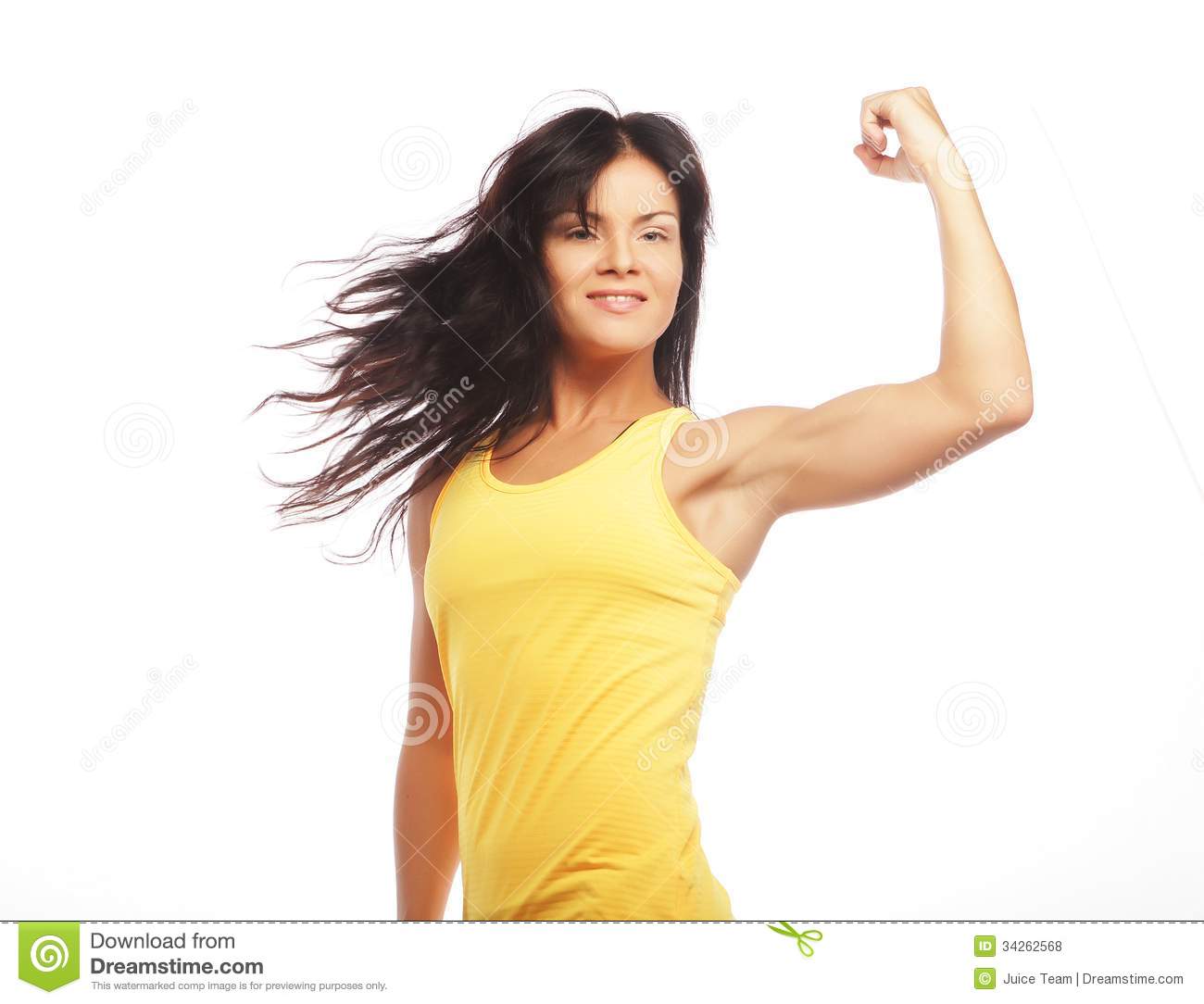 Young Sporty Woman Flexing Her Biceps Royalty Free Stock Photos