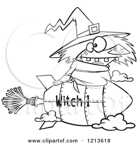 Black And White Witch Clipart Cartoon Of A Black And White