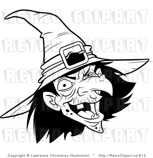 Black And White Witch Retro Royalty Free Vector Clipart By Lawrence    