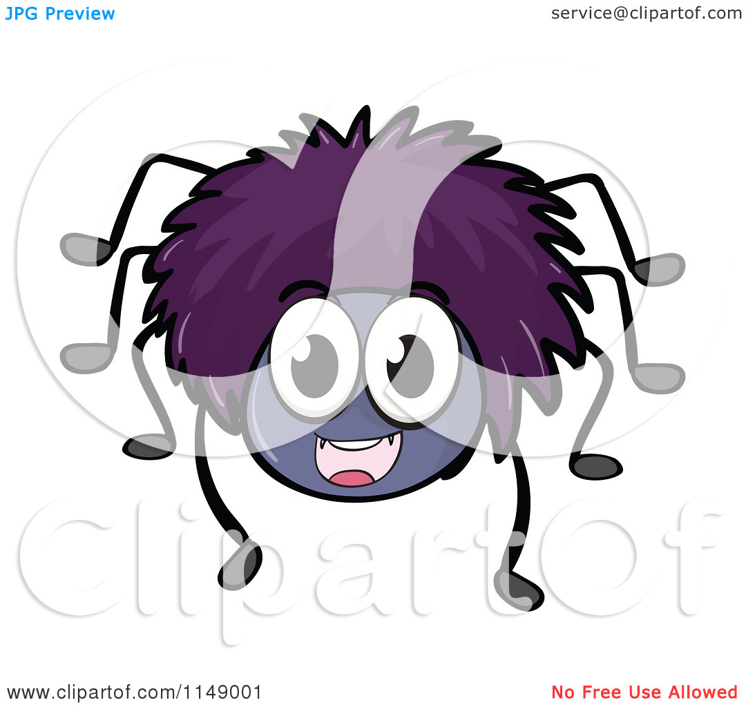 Cartoon Of A Purple Spider   Royalty Free Vector Clipart By Colematt    