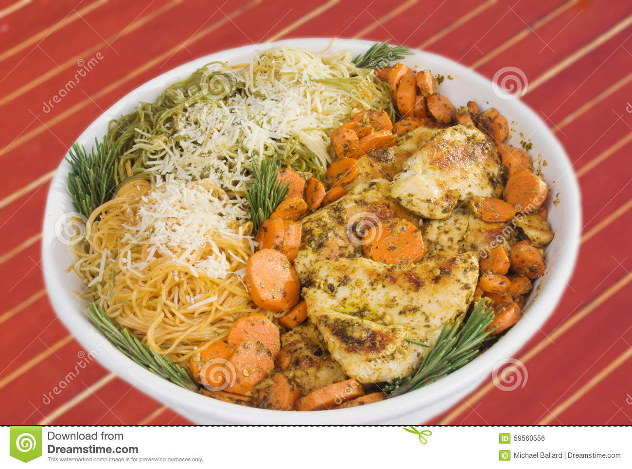 Chicken Parmesan With Carrots And Pasta