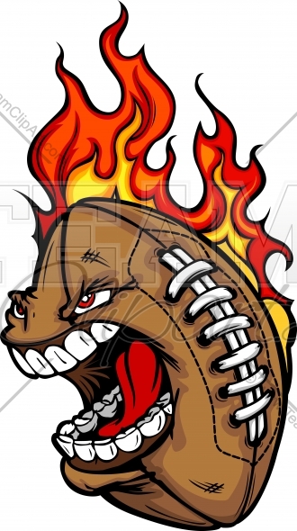 Flaming Football Face Clipart Image  Vector Format 