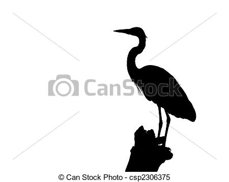 Heron Silhouette Isolated On White