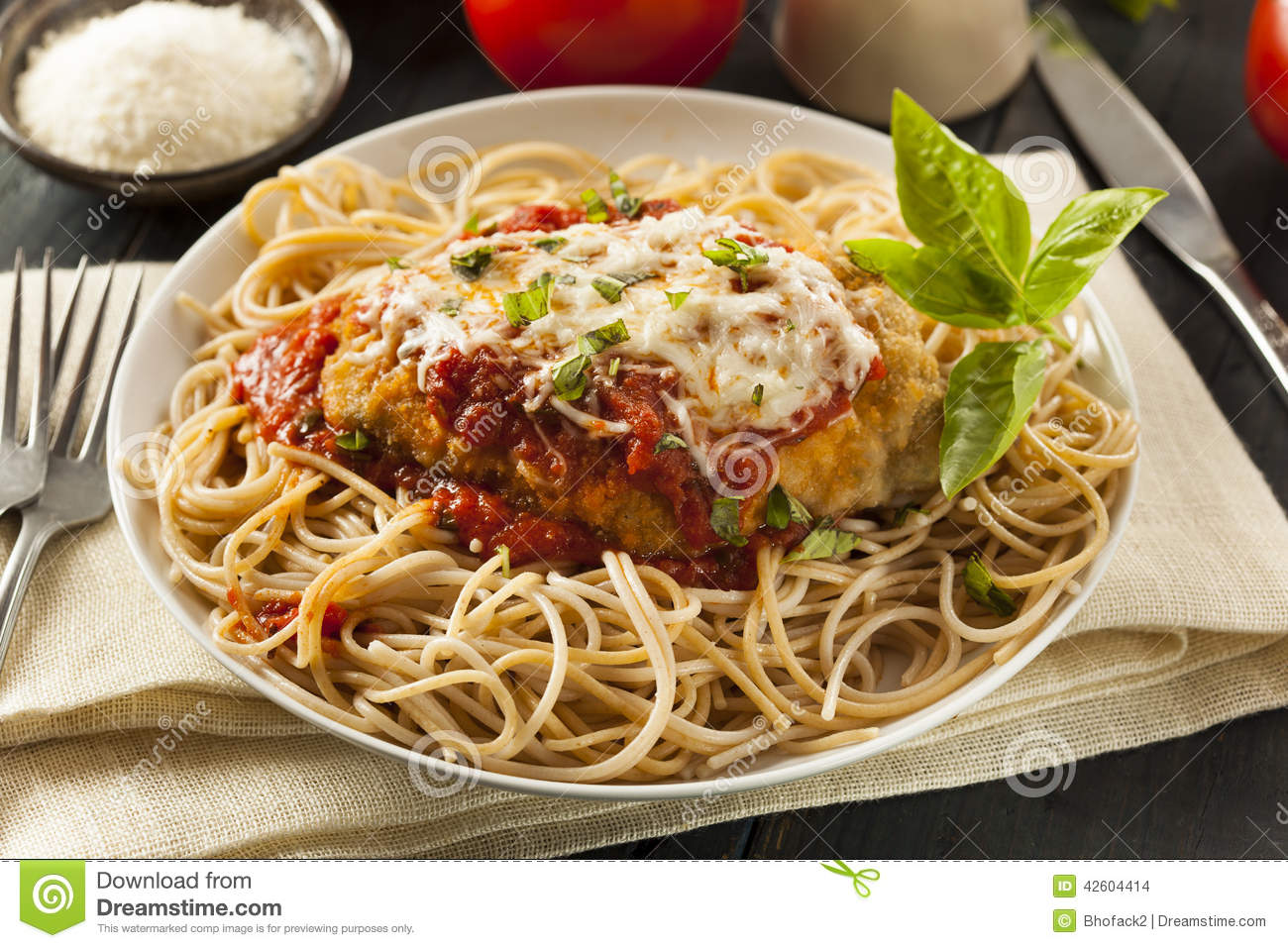 Homemade Italian Chicken Parmesan With Cheese And Sauce
