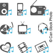 Icons Vector Clipart Illustrations  25367 Multimedia Icons Clip Art