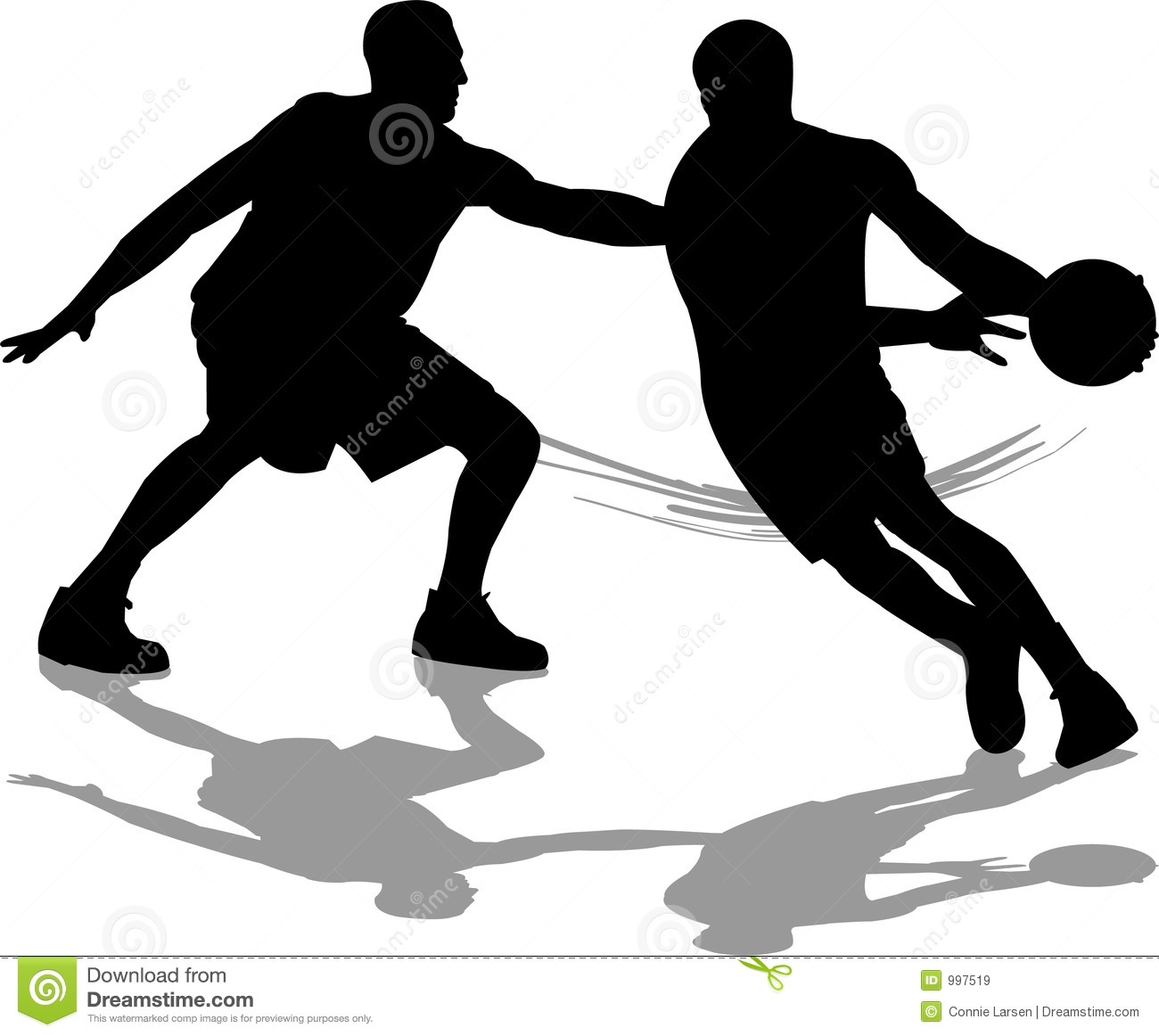 Illustration Of Two Basketball Players One Dribbling Down The Court