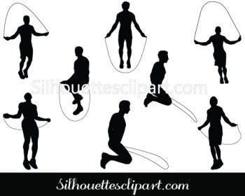 Man Jumping Rope Exercises Fitness Silhouette