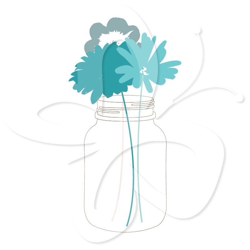 Mason Jar With Flowers Clipart Bright Mason Jars And Flowers
