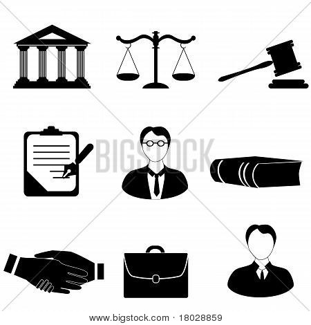 Picture Or Photo Of Law Legal And Justice Related Symbols On White    