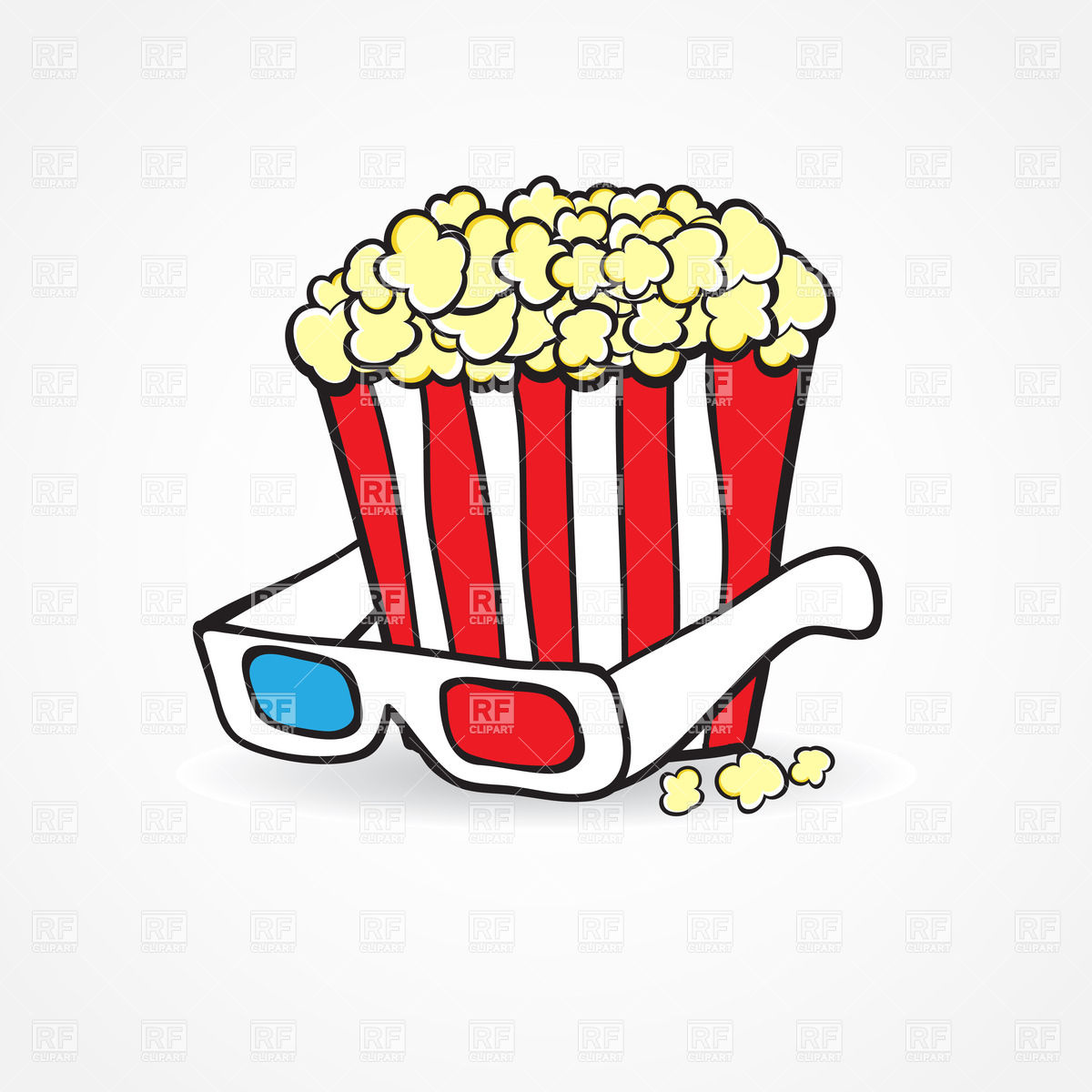 Popcorn And 3d Glasses Download Royalty Free Vector Clipart  Eps