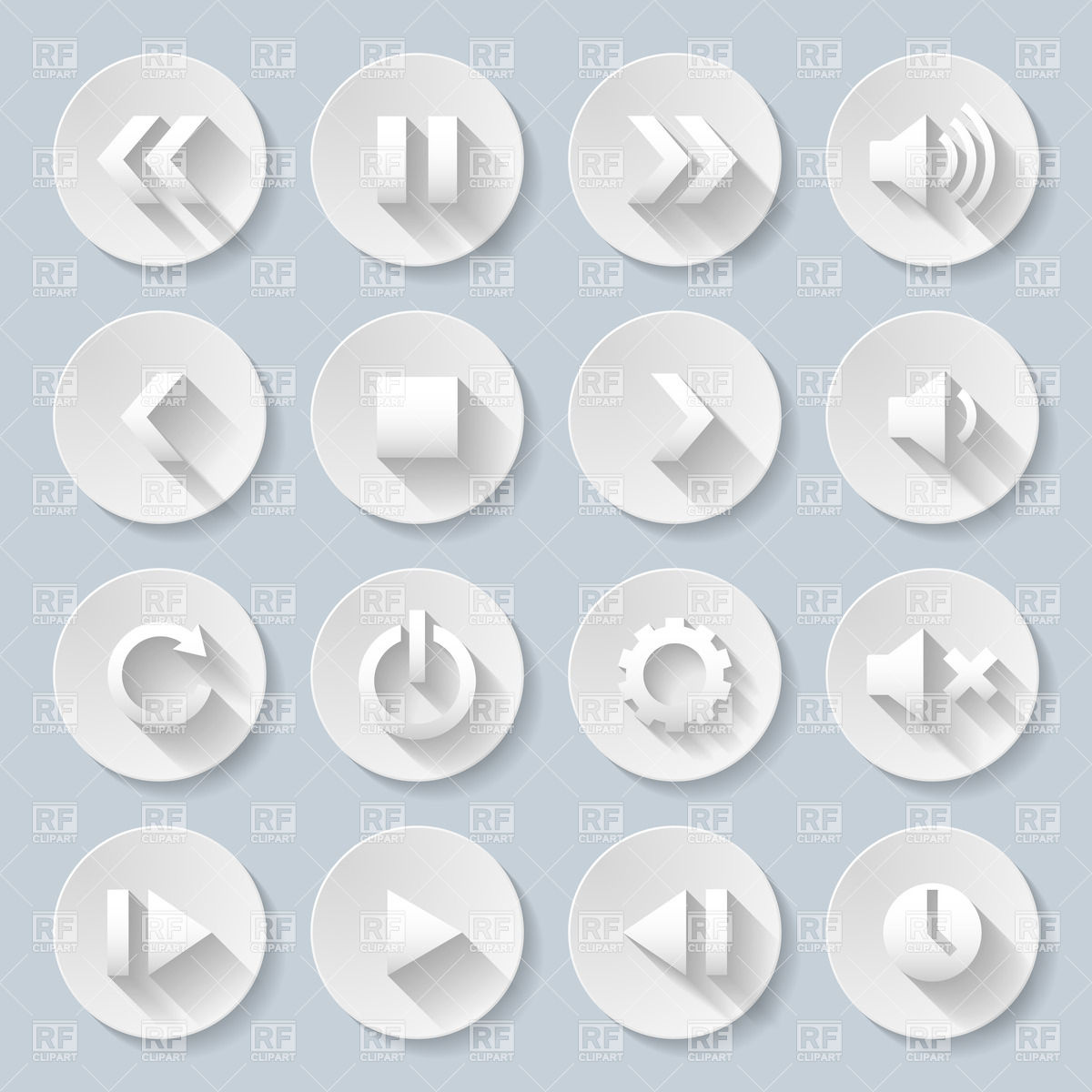 Round Multimedia Buttons Download Royalty Free Vector Clipart  Eps