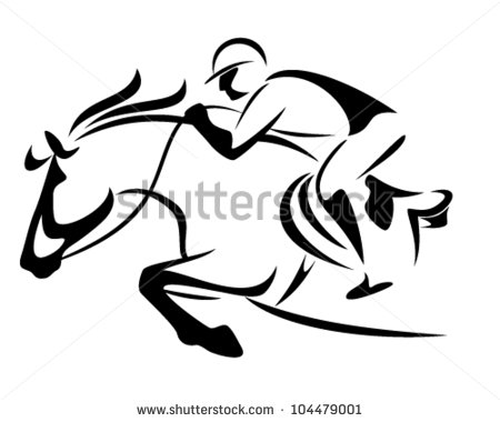 Show Jumping Emblem   Black And White Vector Outline Of Horse And