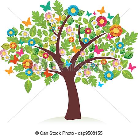 Vector   Abstract Spring Time Tree   Stock Illustration Royalty Free