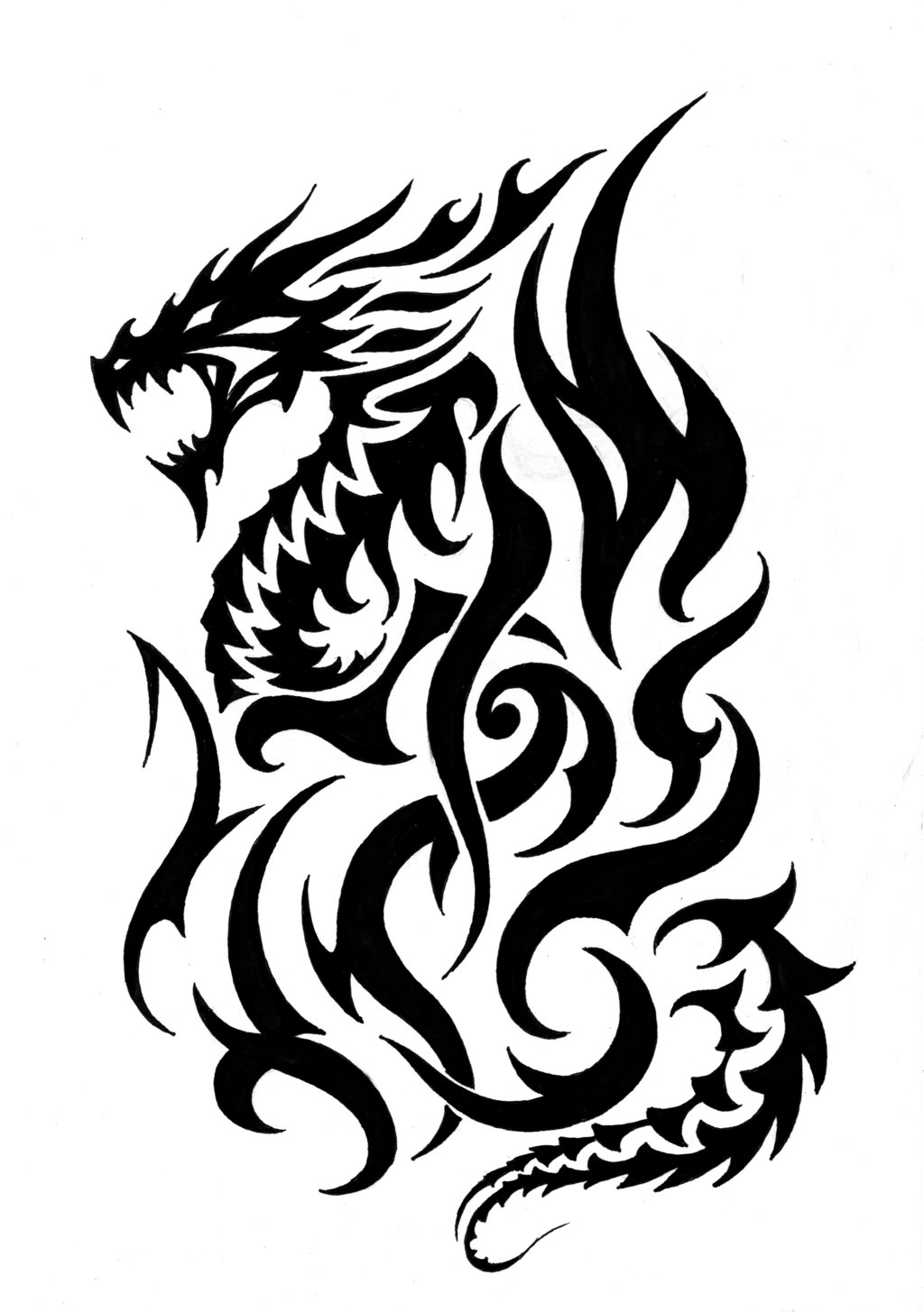 10 Tribal Fire Dragon Tattoos Designs   Free Cliparts That You Can
