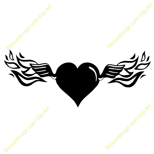 Clipart 12052 Heart With Fire Wings   Heart With Fire Wings Mugs T    