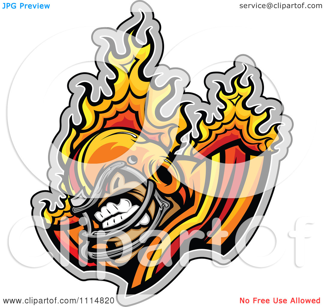 Clipart Competitive Flaming Football Player Mascot   Royalty Free