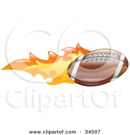 Clipart Illustration Of A Flaming American Football Flying Past By Geo