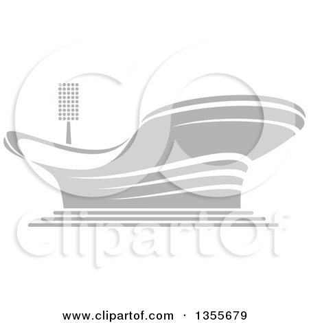 Clipart Of A Gray Sports Stadium Arena Building   Royalty Free Vector