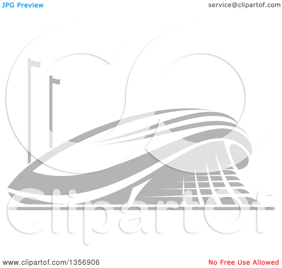 Clipart Of A Gray Sports Stadium Arena Building   Royalty Free Vector    
