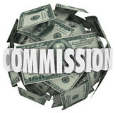 Commission Word Hundred Dollar Bill Ball Sphere Stock Photo