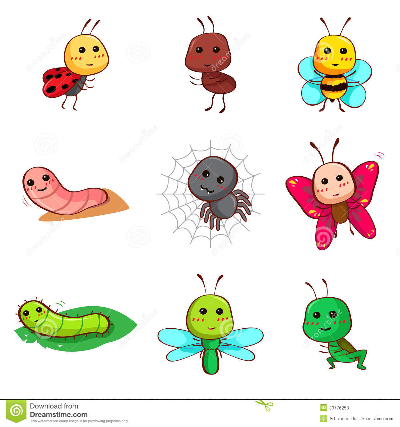 Cute Cartoon Bugs And Insects