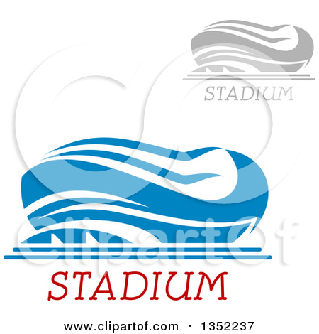 Gray And Blue Sports Stadium Arena Buildings With Text