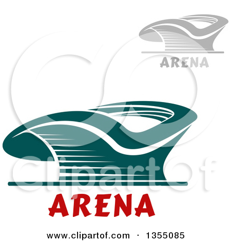 Gray And Teal Sports Stadium Arena Buildings With Text