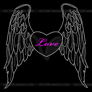 Heart With Wings   Vector Clip Art