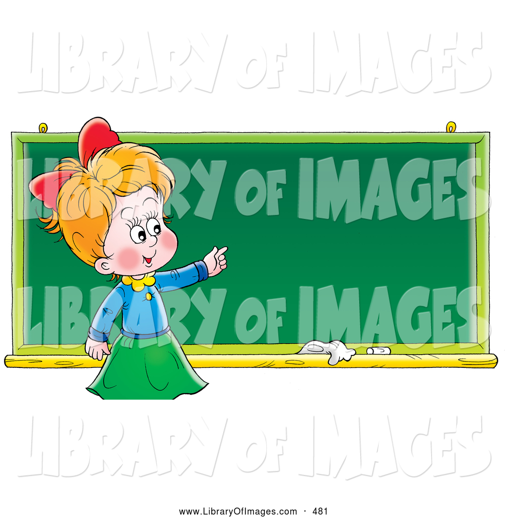 Larger Preview  Clip Art Of A Grinning Smart School Girl Standing In
