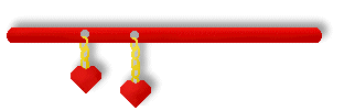 Red Linebar With Hanging Two Red Hearts Shadowed
