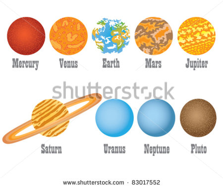 Set Of Nine Planets From Solar System On The White Background Stock    