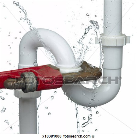 Stock Photography   P Trap And Pipe Wrench Leaking Water  Fotosearch