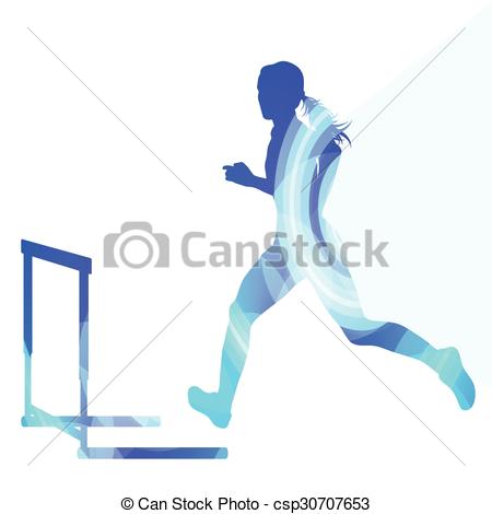 Vector   Female Athlete Clearing Hurdle Race Silhouette Illustration