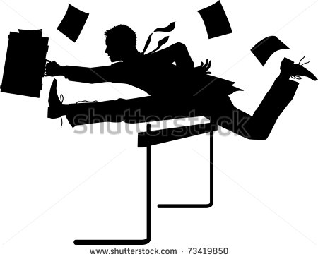Vector Silhouette Graphic Illustration Depicting A Businessman Jumping