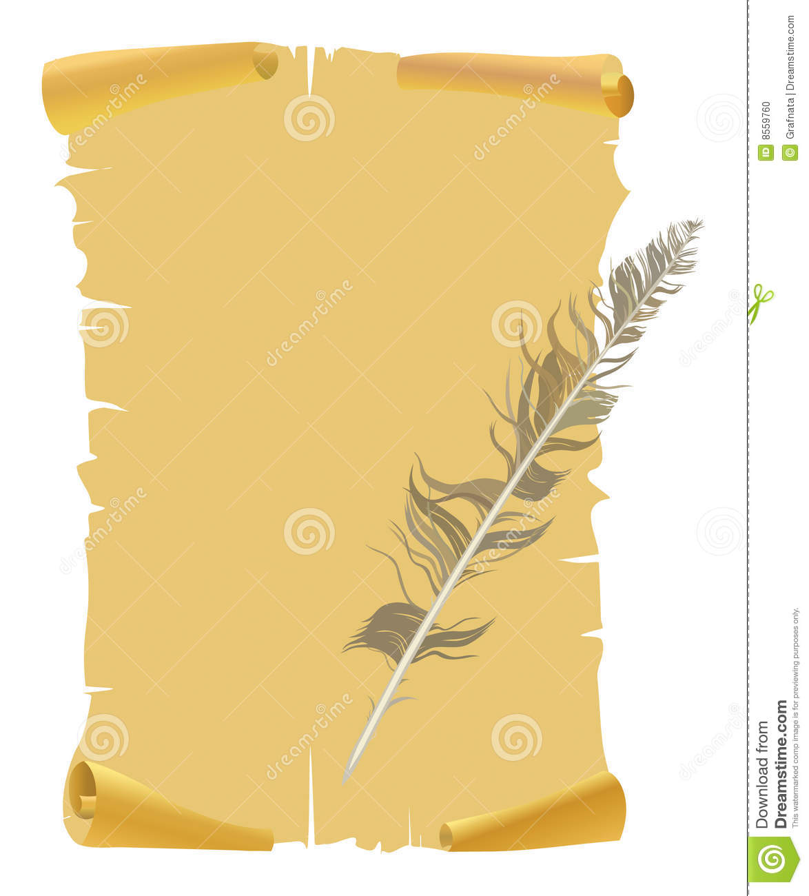 Yellow Old Paper With Feather Stock Photo   Image  8559760