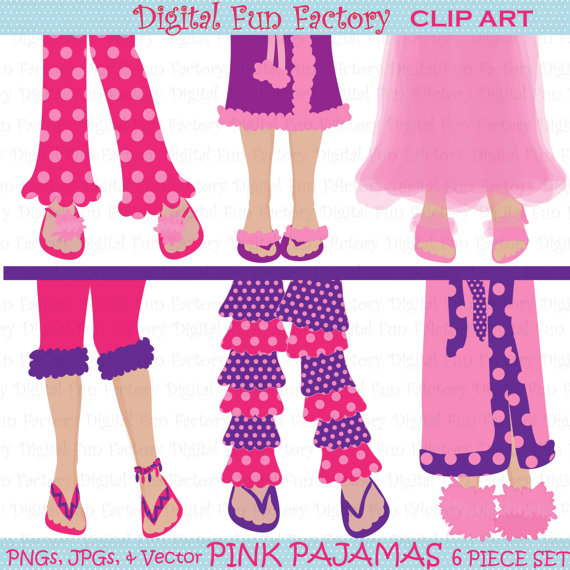 Art Pajama Feet Digital Clipart Shoes Slippers Pajamas Girl Clipart