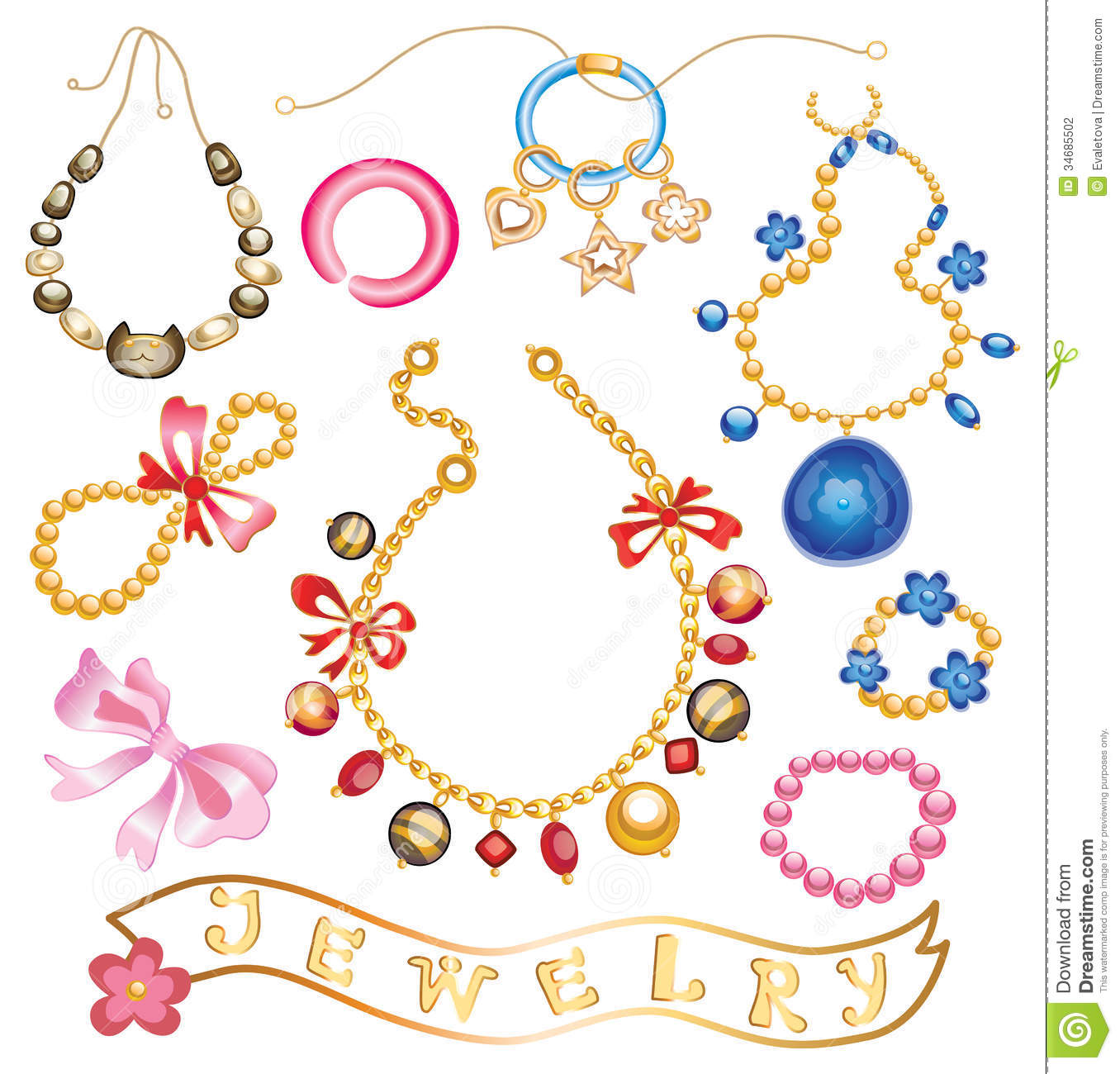Fashion Jewelry Clip Art Collection Of Gold Jewelery With Precious