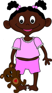 Toddler Clipart Image   Black Girl Toddler Holding A Teddy Bear