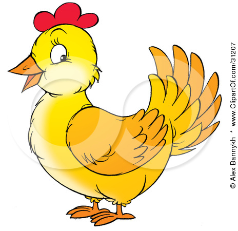 31207 Clipart Illustration Of A Friendly Yellow Chicken Hen With Red