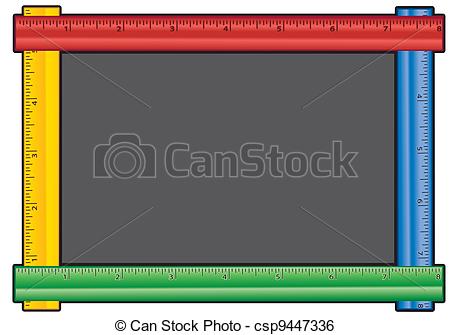 Blackboard With Multicolor Ruler Frame Copy Space For Education Back