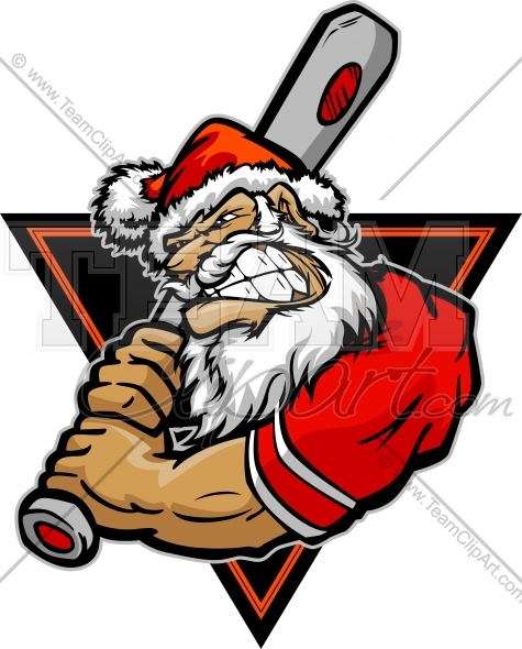 Christmas Baseball Player   Santa Claus Cartoon Clipart Image