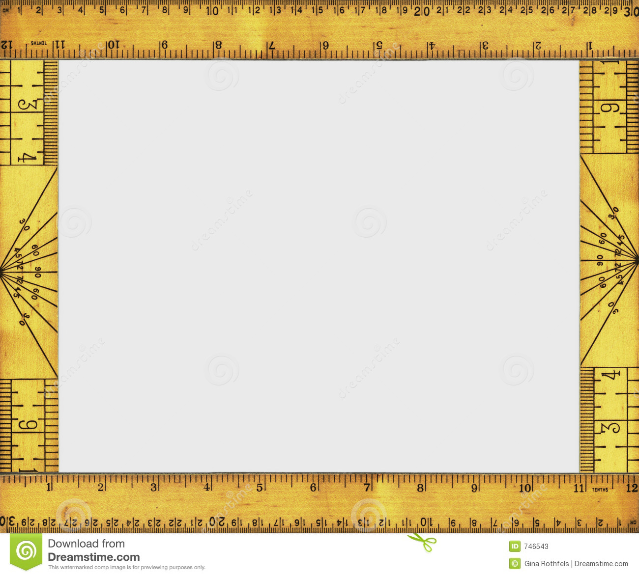 Frame Made Up Of The Back And Front Views Of A Vintage Wooden Ruler 