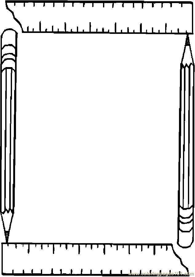 Free Printable Coloring Page Pencil   Ruler Frame  Education   School 