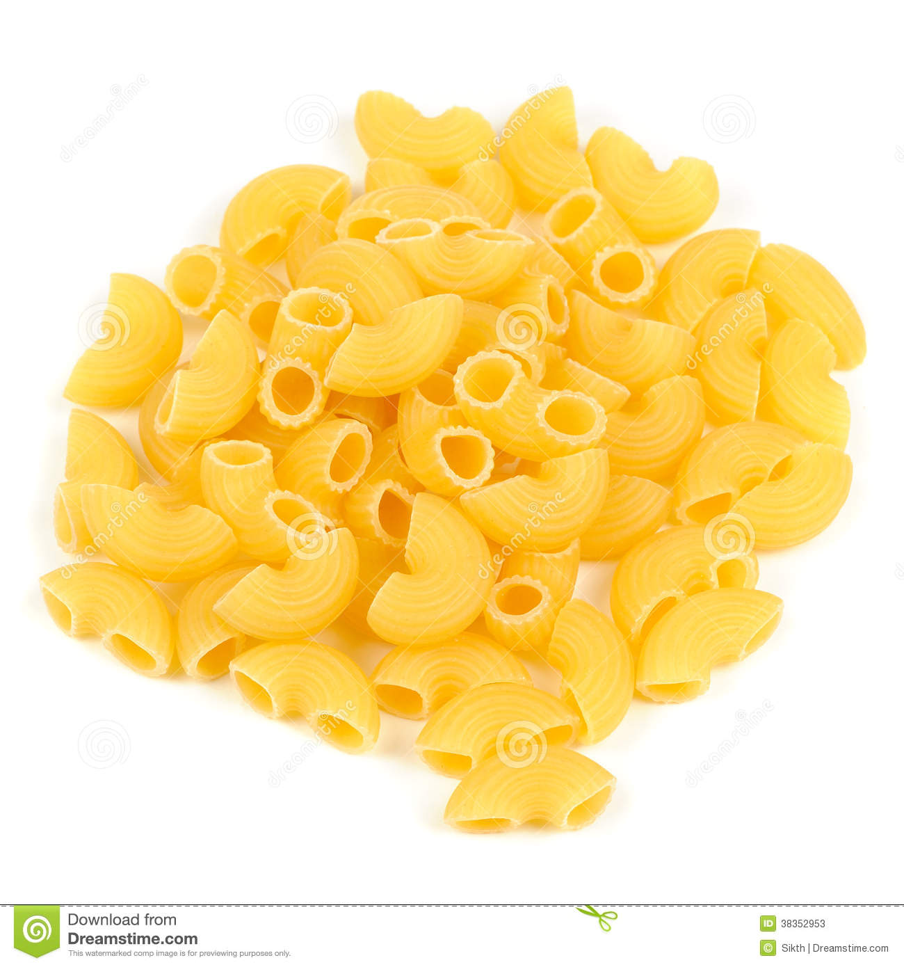 Raw Elbow Macaroni  Gomiti Pasta  Isolated On White Background Stock    