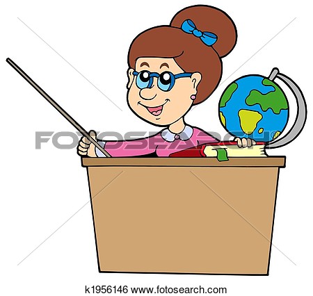 Stock Illustration   Teacher Behind The Desk  Fotosearch   Search Clip
